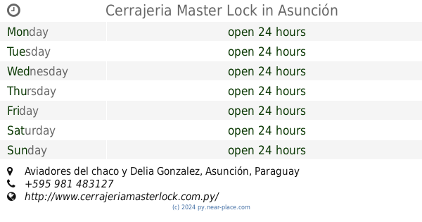 Locksmith nearby Cerrajeria Master Lock opening times contacts