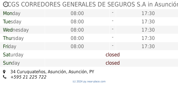 🕗 opening times, 34 Curuguateños, tel. +595 21 225 722